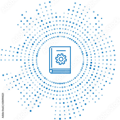 Blue line User manual icon isolated on white background. User guide book. Instruction sign. Read before use. Abstract circle random dots. Vector Illustration