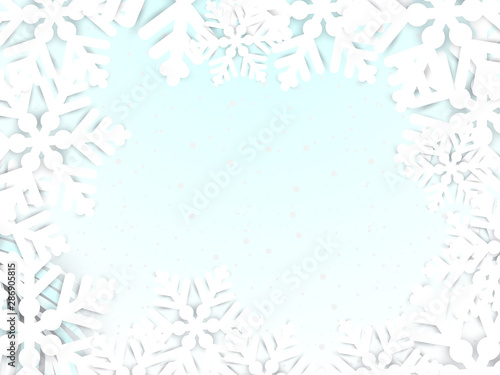 Winter sale vector banner design with white snowflakes elements and winter sale text in snow pattern background for shopping promotion. Vector illustration.