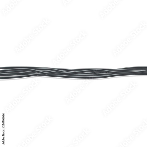 A bundle of black realistic curved cables closeup for connecting to the network.