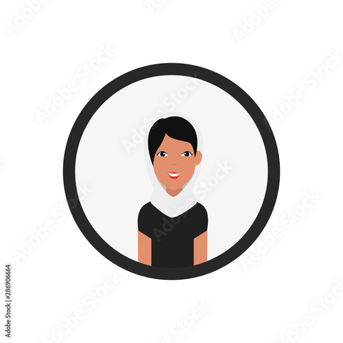 islamic woman with traditional burka in circle