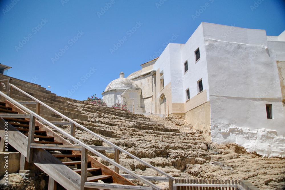 Cadiz in Spain, details of the ruins of the roman theatre