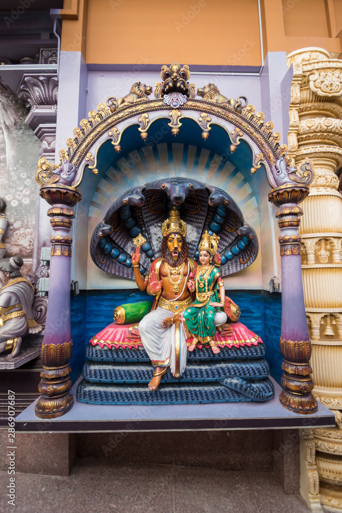 Hindu gods and goddess statues in Sri Krishnan Temple, Bugis, Singapore