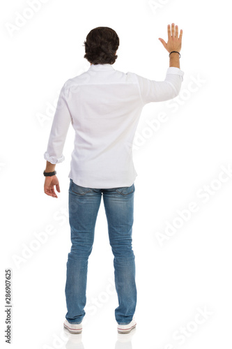 man pointing at something
