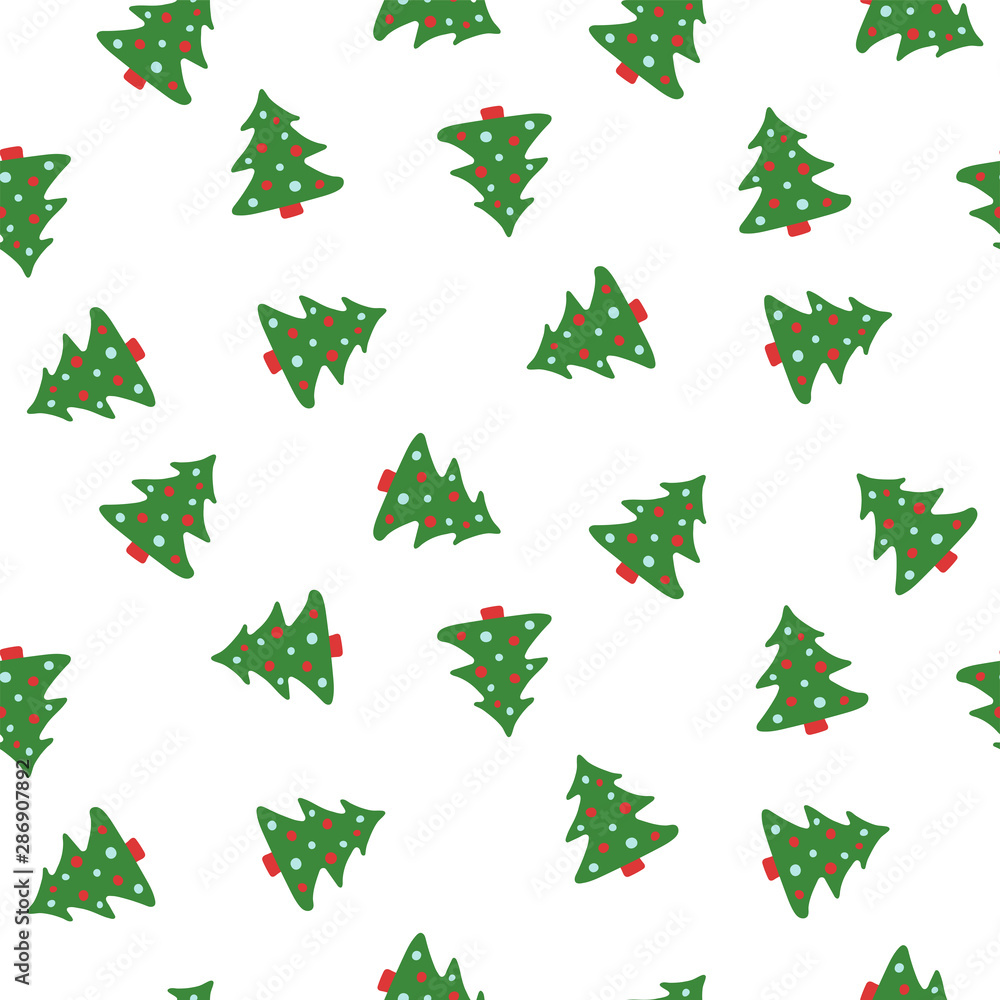 Christmas tree pattern. Winter holiday wallpaper. Seamless texture for the New Year Stock Vector