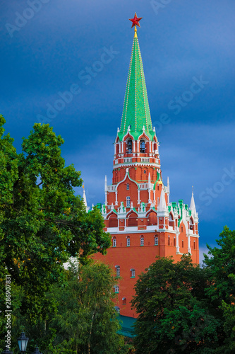 Moscow, Russia - August, 19, 2019: Moscow Kremlin at a sunset