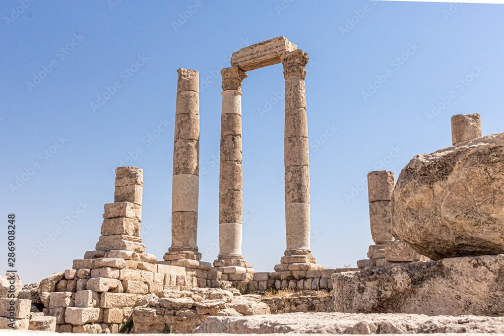 Temple of Hercules in Amman Citadel, inside the Ummayad Palace Temple of Hercules in Amman Citadel, inside the Ummayad Palace