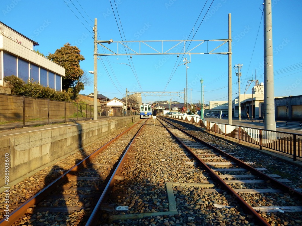 Railway in Japan in sunny day