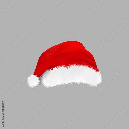Red Christmas hat - isolated realistic vector illustration.