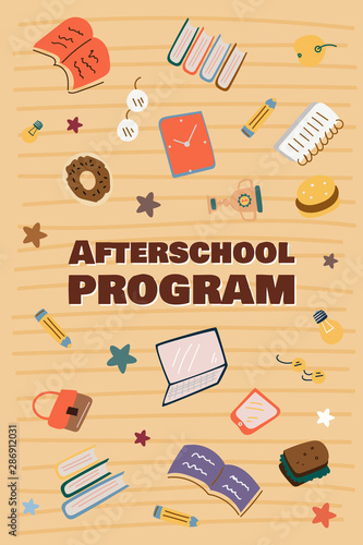 Tableau sur toile Informational poster afterschool program cartoon.