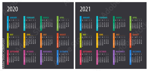 2020 2021 Calendar - illustration. Template. Mock up