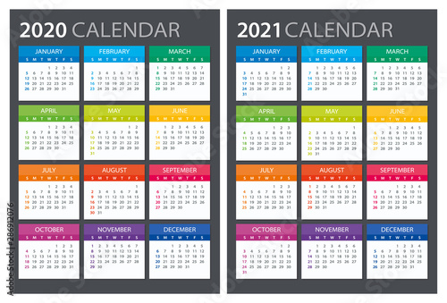 2019 2020 Calendar - illustration. Template. Mock up