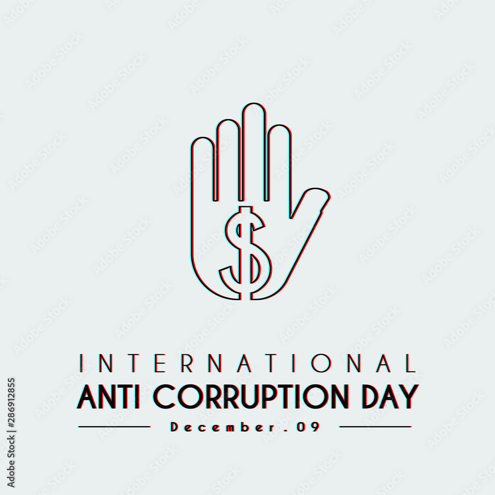 Fototapeta premium International Anti Corruption Day with stop dollar hands