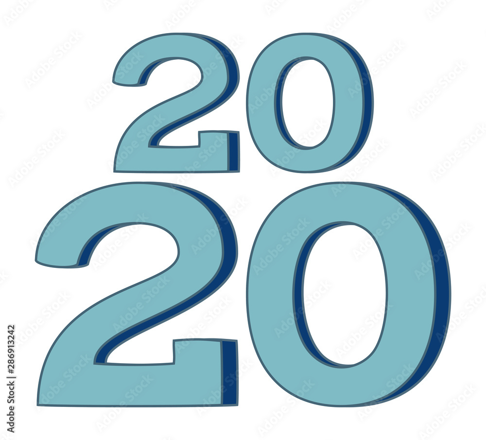 Blue cartoon 2020 different height number poster Blue cartoon 2020 different height number poster