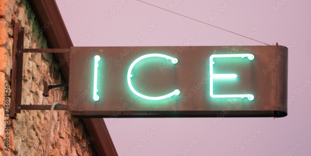 Blue Green Neon Simple Rusty Metal Sign Says Ice Blue Green Neon Simple Rusty Metal Sign Says Ice