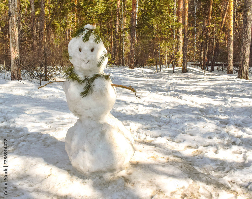 Spring came. Snowman is melting after Christmas. Holiday is over. Spring came. Snowman is melting after Christmas. Holiday is over.