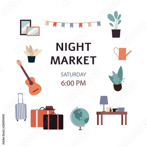 Night market - second hand street shop poster ad