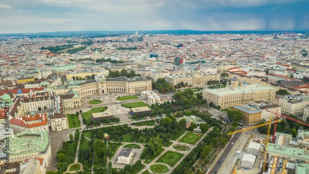 sunny day vienna city center famous palace park square aerial panorama 4k timelapse austria sunny day vienna city center famous palace park square aerial panorama 4k timelapse austria