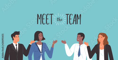 Meet the team concept diverse business men women