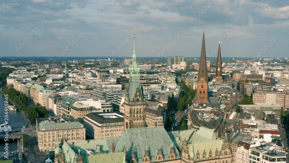 Cityscape of Hamburg on a sunny day. Aerial view Cityscape of Hamburg on a sunny day. Aerial view