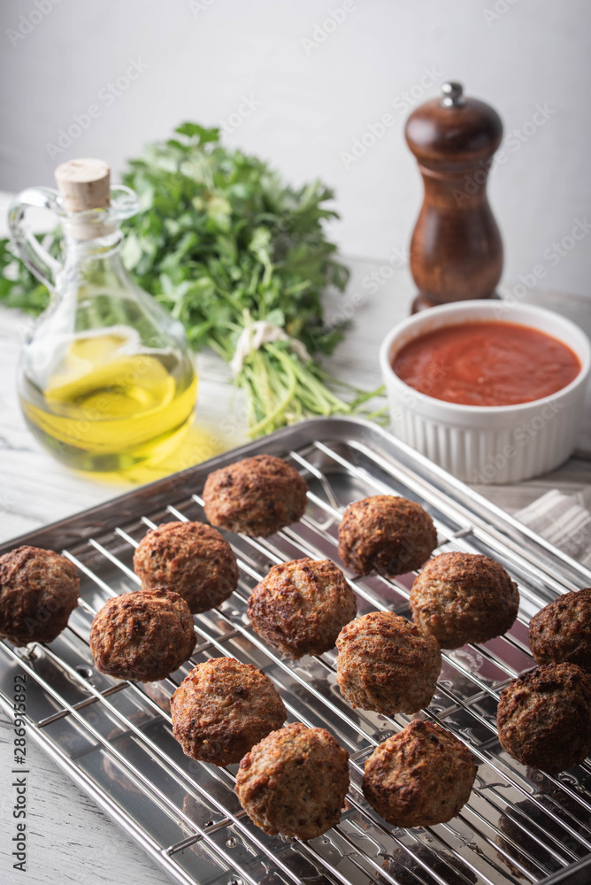 homemade italian meatball image on rustic background homemade italian meatball image on rustic background