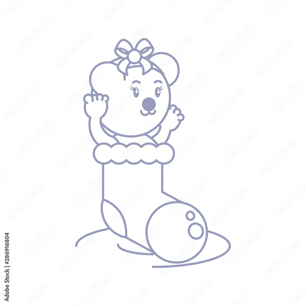 Fototapeta premium cute female bear baby animal in sock