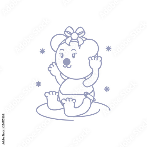 cute female bear baby animal isolated icon