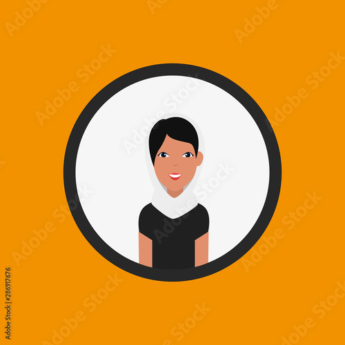 islamic woman with traditional burka in circle