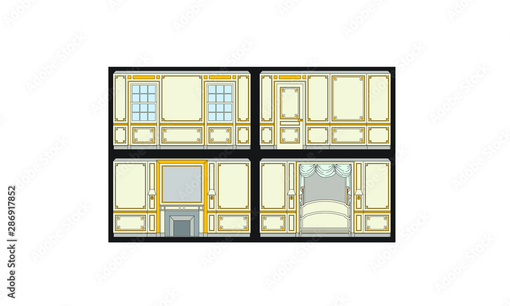 Rendering the Clock Room of Louis XVI, Palace of Versailles, France. Rendering the Clock Room of Louis XVI, Palace of Versailles, France.