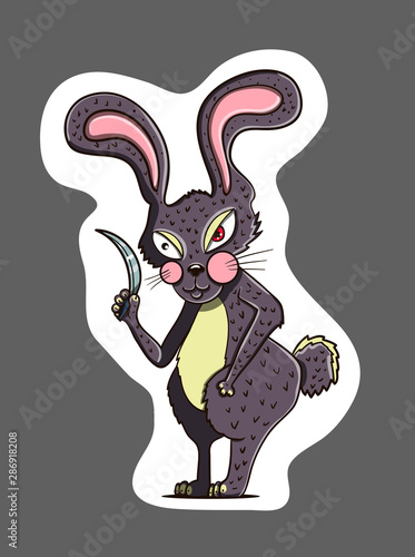 evil rabbit with a knife Isolated,print