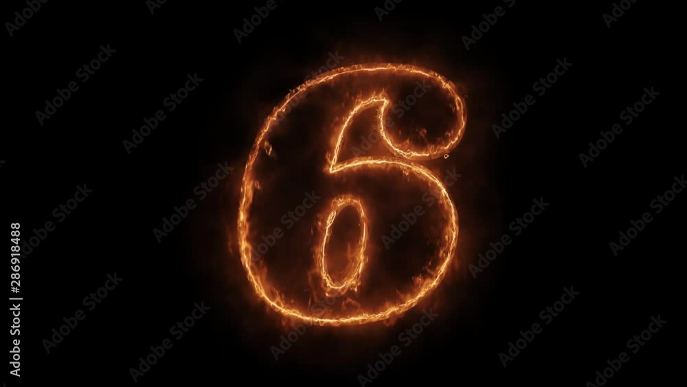 Number 6 Word Hot Animated Burning Realistic Fire Flame and Smoke Seamlessly loop Animation on Isolated Black Background. Fire Word, Fire Text, Flame word, Flame Text, Burning Word, Burning Text. Number 6 Word Hot Animated Burning Realistic Fire Flame and Smoke Seamlessly loop Animation on Isolated Black Background. Fire Word, Fire Text, Flame word, Flame Text, Burning Word, Burning Text.