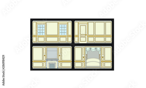 Rendering of the Master Bedroom in Waddeston Manor, London, UK.