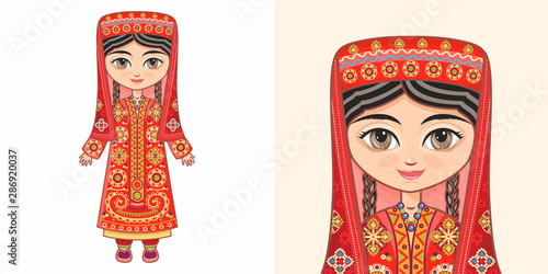 Tajik girl in national costume photo