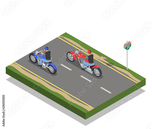 Bikers Isometric Composition
