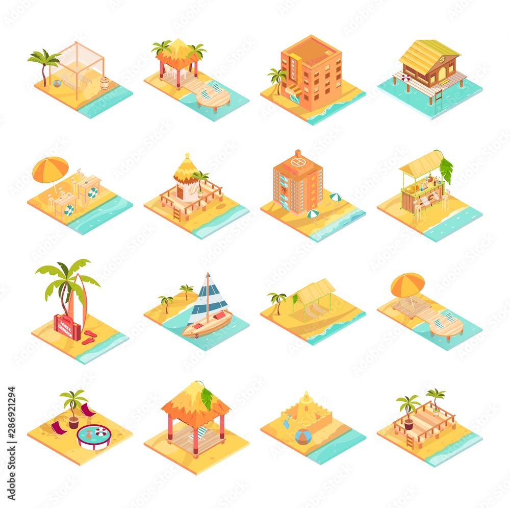 Obraz premium Tropical Rest Icons Set