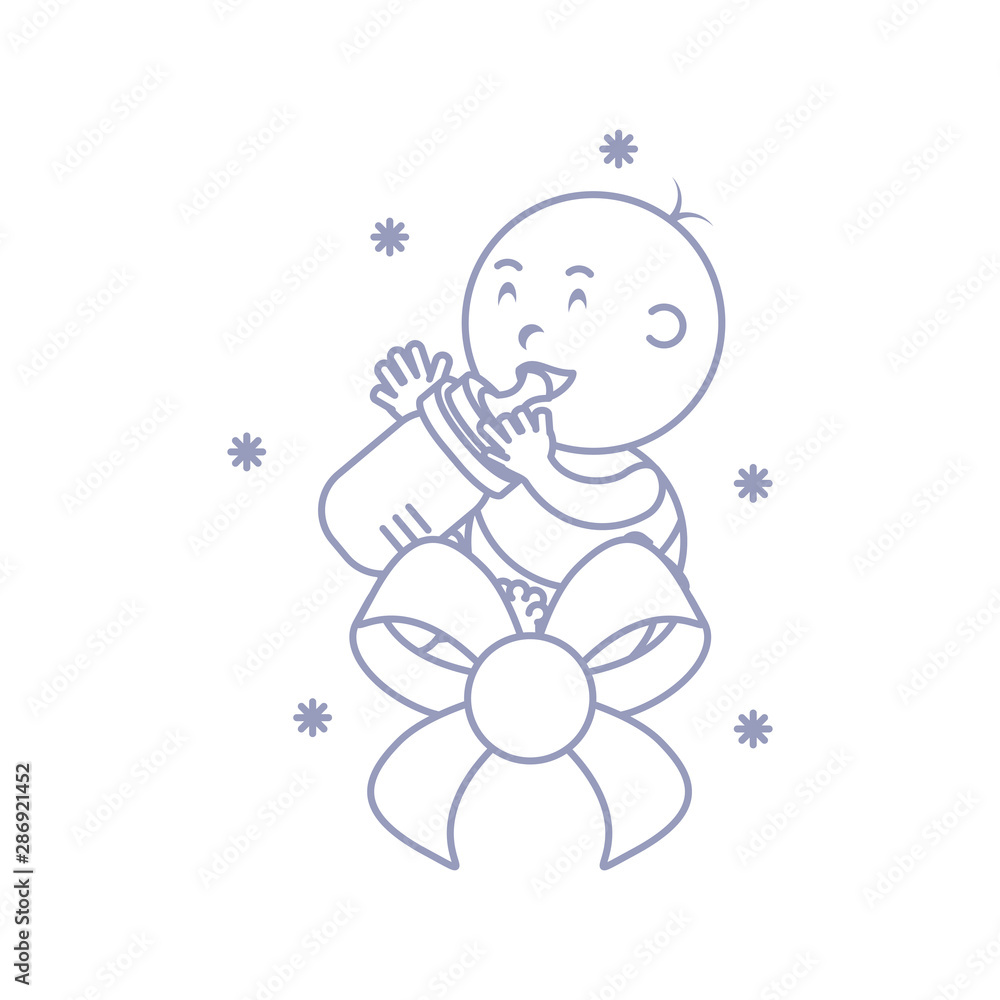 cute baby boy with bottle milk and bow ribbon cute baby boy with bottle milk and bow ribbon