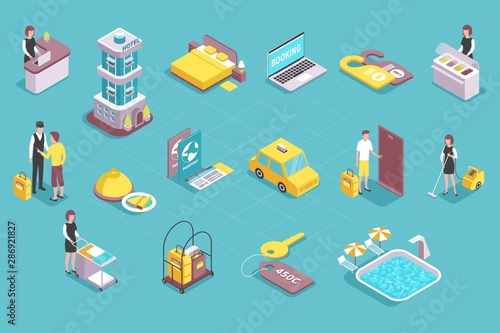 Hotel Service Isometric Set 