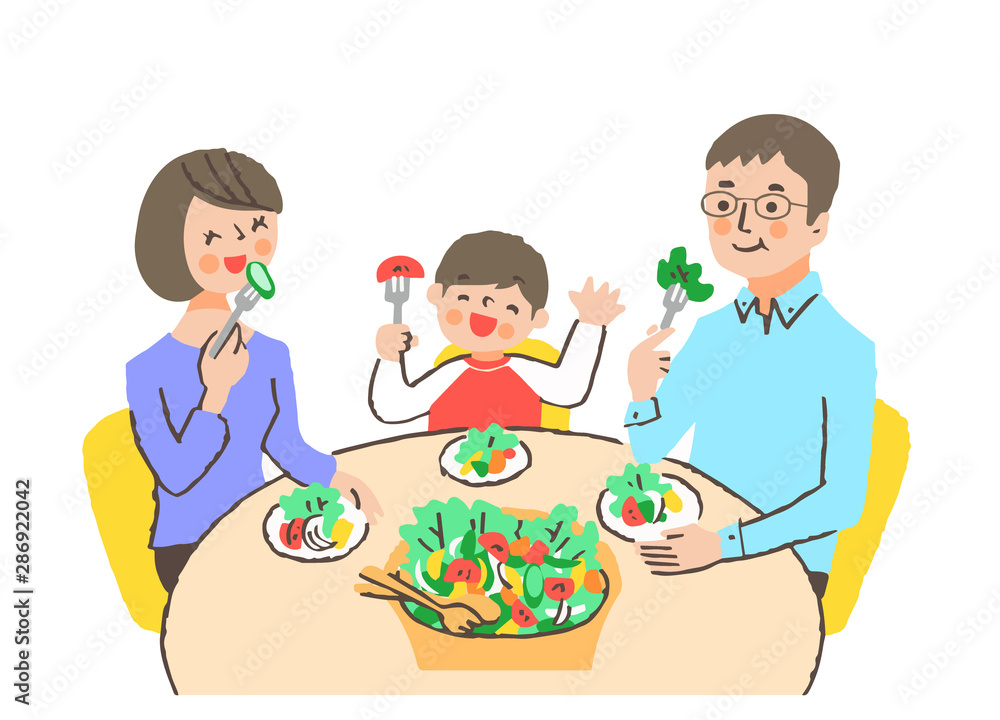 野菜を食べる家族 野菜を食べる家族