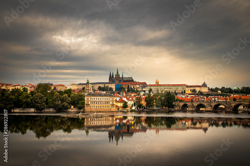 Wallpaper Mural Beautiful Vltava river in Prague with old town and historical buildings in the background Torontodigital.ca