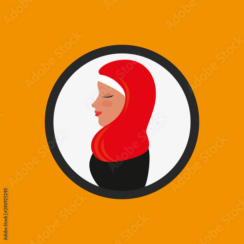 profile of islamic woman with traditional burka in circle