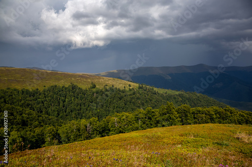 Beautiful mountain landscape in stormy weather. Carpathian mountains of Ukraine. Holidays in the mountains. © Sergii