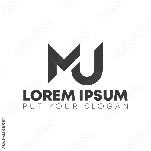 Mj or Mu letter logo design template