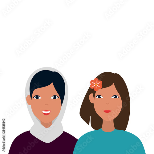 islamic women group with traditional burka