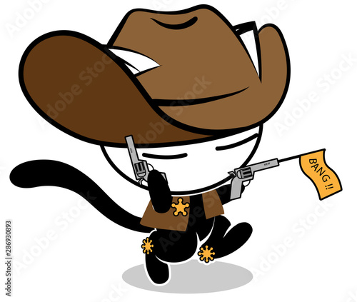 Cat action illustration on a white background. Animal action vector.