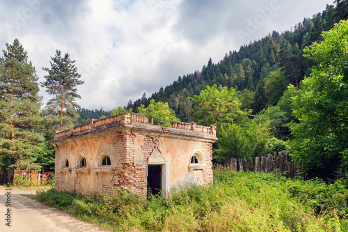 Old abandoned wrecked brick building