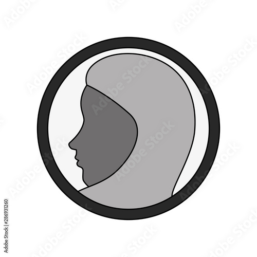 profile of islamic woman with traditional burka in circle