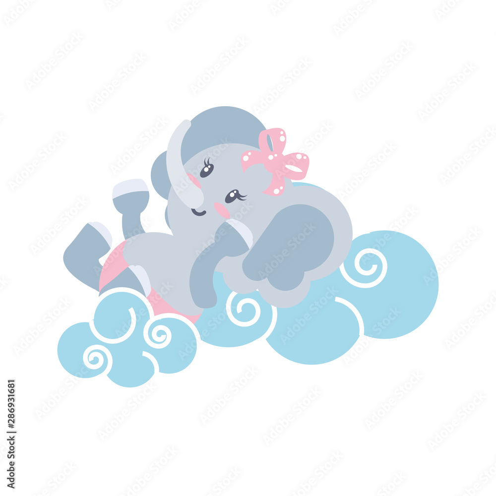 cute female elephant baby animal and clouds cute female elephant baby animal and clouds