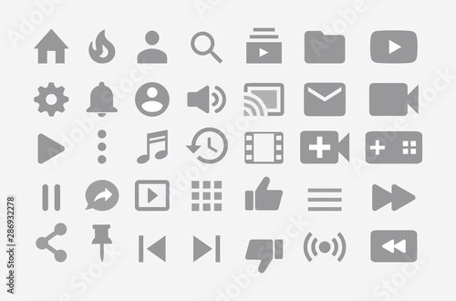 youtube vector interface  icons big set