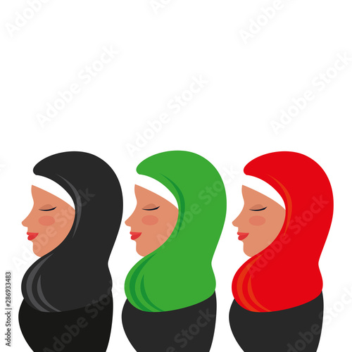 islamic women group with traditional burka