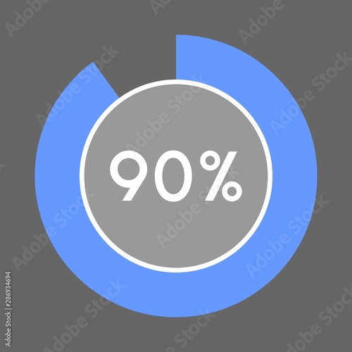 Percentage sign icon vector 90 percent.	