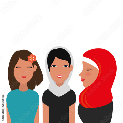islamic women group with traditional burka
